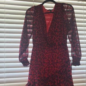 Faux Wrap Leopard Print Dress